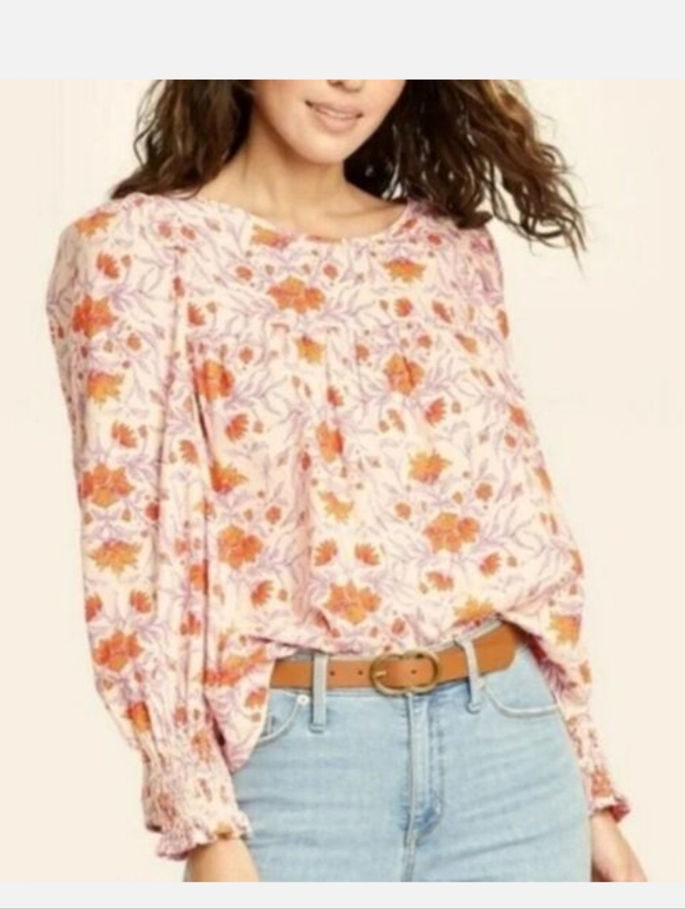 Universal Thread Boho Peasant Floral Long Sleeve Blouse Medium